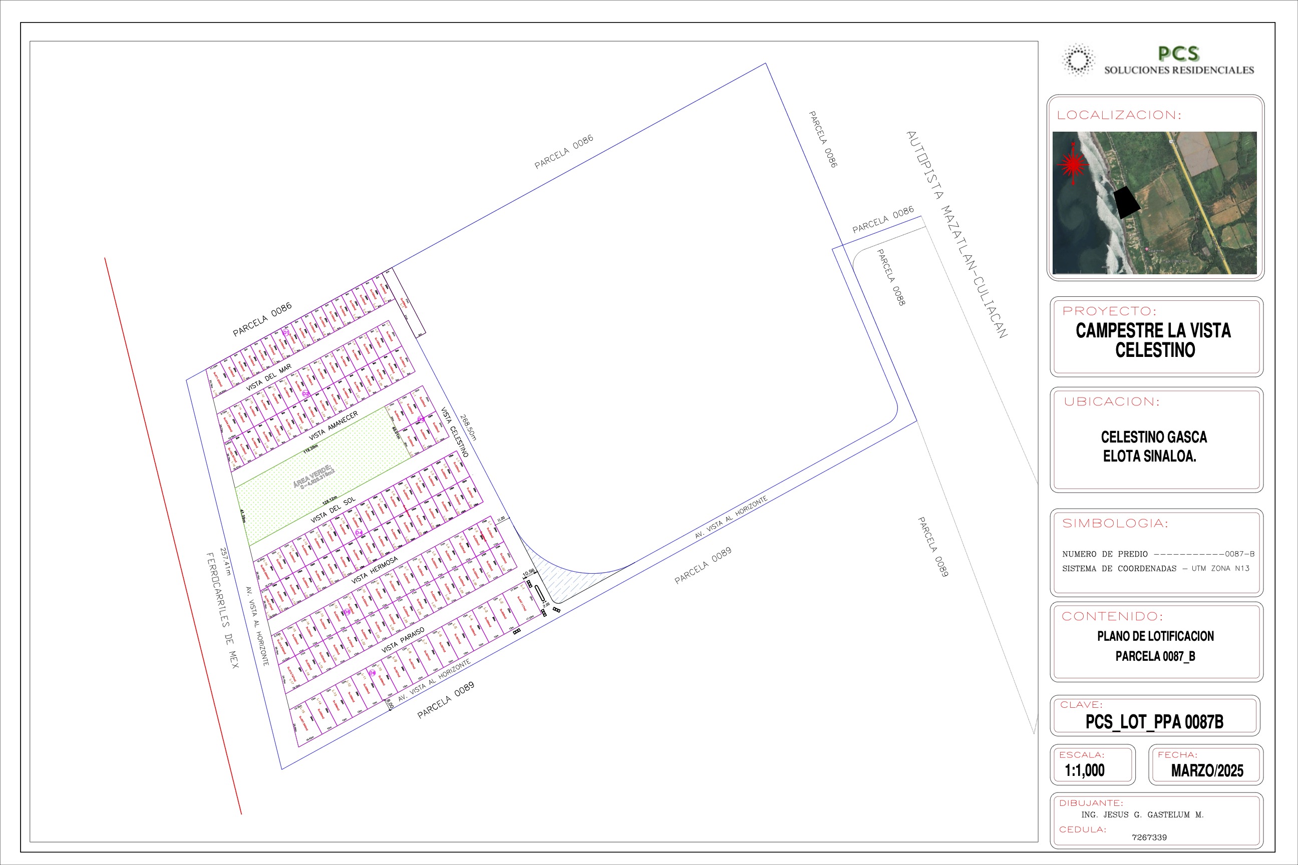 Plano de lotificación Campestre La Vista Celestino